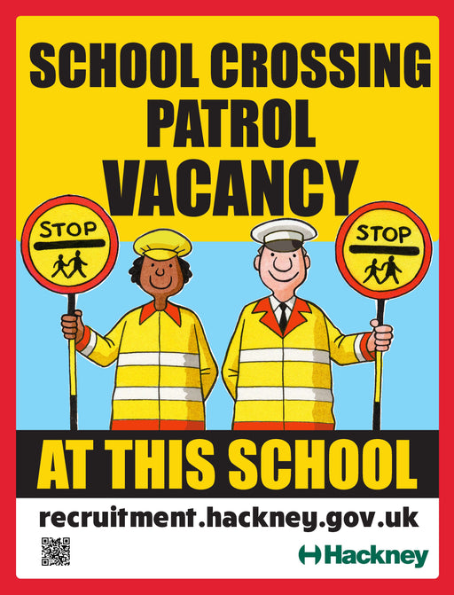 School Crossing patrol vacancies lamp post sign